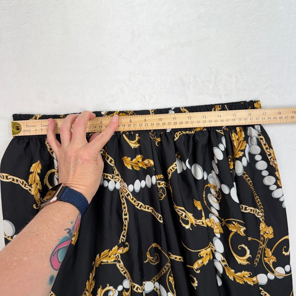 Cato Black Maxi Skirt with Gold & White Chain Print - Picture 11 of 13